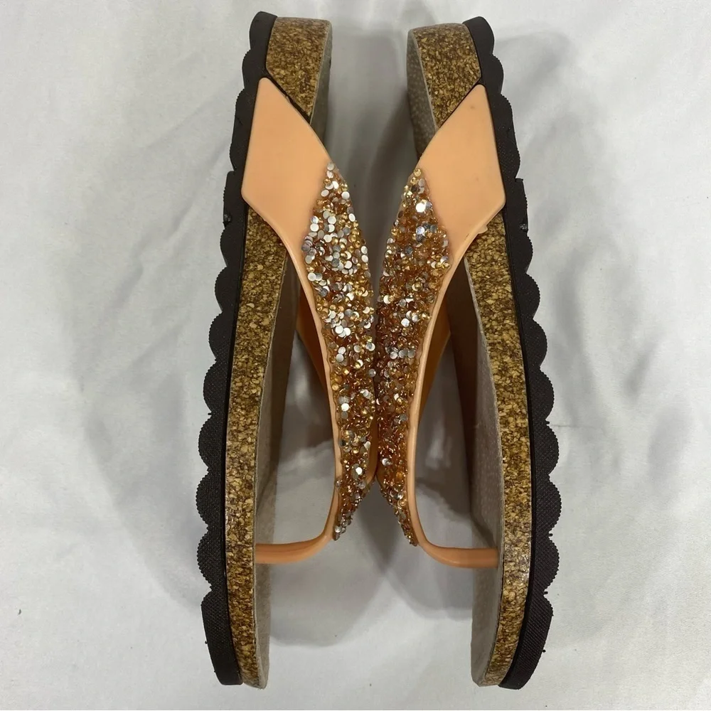 Oncai Glittery Cork Thong Sandals